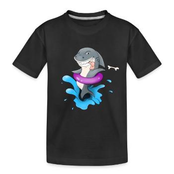 Lustiger Haifisch Um Urlaub Hai Mit Touristen - Kinder Premium Bio T-Shirt - Schwarz - Vorne