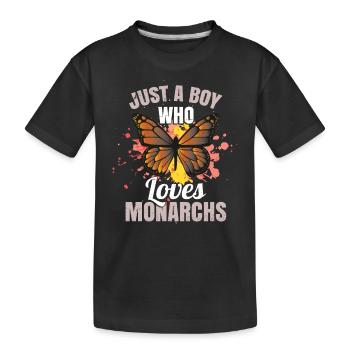 Nur ein Junge, der Monarchen liebt - Kinder Premium Bio T-Shirt - Schwarz - Vorne