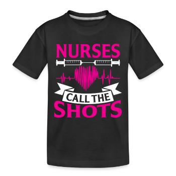 Nurses call the shots - Kids' Premium Organic T-Shirt - black - Front