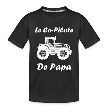 Co pilote de papa tracteur - T-shirt bio Premium Enfant - noir - Devant