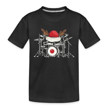 Drums Christmas Music Instrument Band - Kids' Premium Organic T-Shirt - black - Front