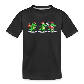 3 Crocodiles de Noël Père Noël Noël - T-shirt bio Premium Enfant - noir - Devant