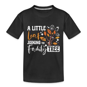 Pregnancy A little leaf joining the family tree - Kids' Premium Organic T-Shirt - black - Front