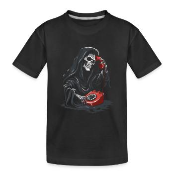 Rotes Sensenmann-Telefon - Kinder Premium Bio T-Shirt - Schwarz - Vorne