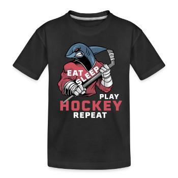 Manger Dormir Hockey Répéter Enfants Requin de glace Hockey - T-shirt bio Premium Enfant - noir - Devant