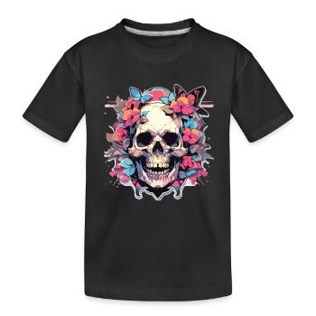 Skull Skull Skull Skeleton Bone - Kids' Premium Organic T-Shirt - black - Front