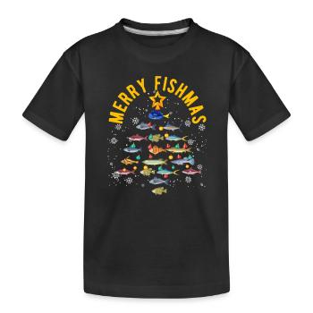 Joyeux Fishmas Drôle d’arbre de Noël Lumières Poisson - T-shirt bio Premium Enfant - noir - Devant