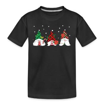 Three Gnomes Buffalo Plaid Red Christmas Gnomies - Kids' Premium Organic T-Shirt - black - Front