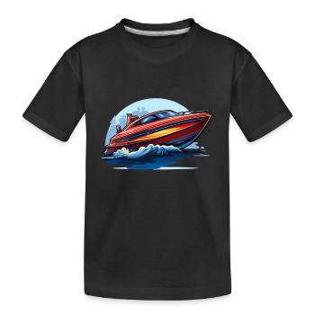 Motorboat - Kids' Premium Organic T-Shirt - black - Front