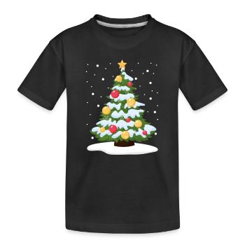 Weihnachtsbaum Kiefer Schnee Winter Urlaub Cool - Kinder Premium Bio T-Shirt - Schwarz - Vorne