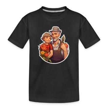 Frame Grandpa & Granddaughter - Kids' Premium Organic T-Shirt - black - Front