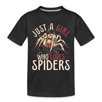 Arachnide Tierliebhaber Mädchen Geschenk Spinne - Kinder Premium Bio T-Shirt - Schwarz - Vorne