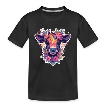 Vache Tête de vache Audacieuse Agriculture Veau - T-shirt bio Premium Enfant - noir - Devant