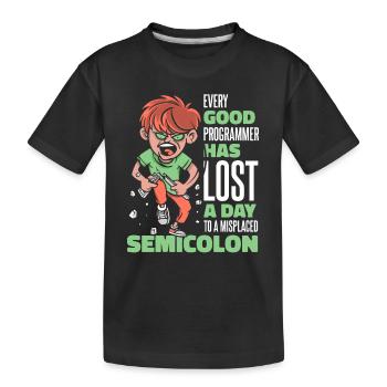 A perdu un jour à cause d’un codeur de points-virgules égaré - T-shirt bio Premium Enfant - noir - Devant