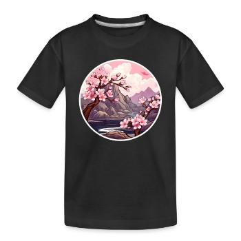 Cherry blossom tree - Kids' Premium Organic T-Shirt - black - Front