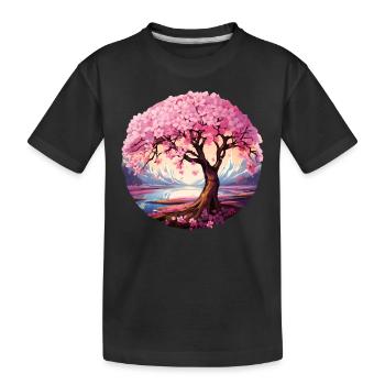 Cherry blossom tree - Kids' Premium Organic T-Shirt - black - Front