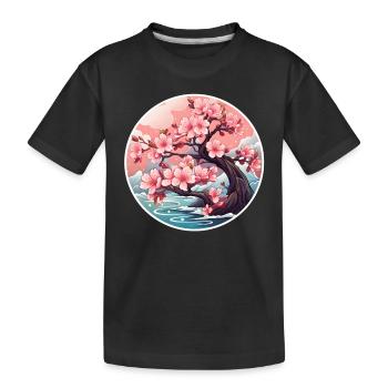 Cherry blossom tree - Kids' Premium Organic T-Shirt - black - Front