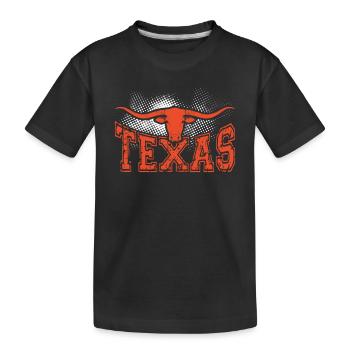 Texas Beef Longhorn Black - Kids' Premium Organic T-Shirt - black - Front