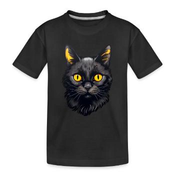 Black Cat Face - Kids' Premium Organic T-Shirt - black - Front