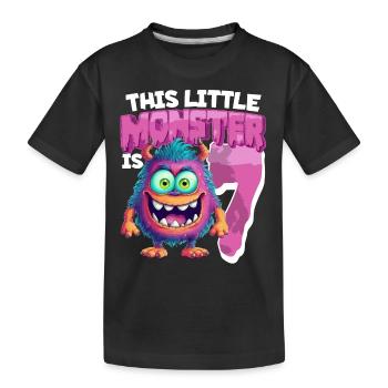 Dieses Kleine Monster Ist 7 - Sieben Jahre - 7. - Kinder Premium Bio T-Shirt - Schwarz - Vorne