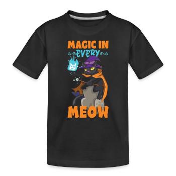Katze Hexe Okkult Gothic Dunkel Satanisch - Kinder Premium Bio T-Shirt - Schwarz - Vorne