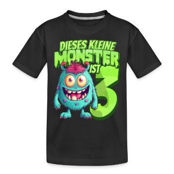 Dieses kleine Monster ist 3 - drei Jahre - 3. - Kinder Premium Bio T-Shirt - Schwarz - Vorne