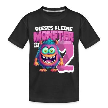 Dieses kleine Monster ist 2 - zwei Jahre - 2. - Kinder Premium Bio T-Shirt - Schwarz - Vorne
