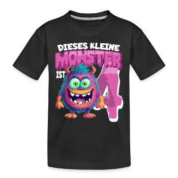 Dieses kleine Monster ist 4 - vier Jahre - 4. - Kinder Premium Bio T-Shirt - Schwarz - Vorne