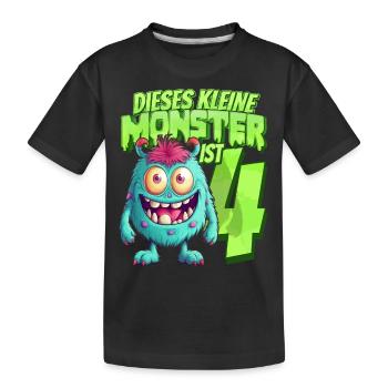 Dieses kleine Monster ist 4 - vier Jahre - 4. - Kinder Premium Bio T-Shirt - Schwarz - Vorne