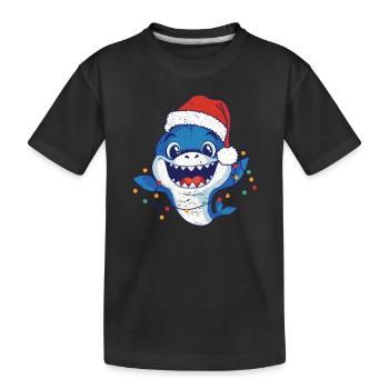 Weihnachtsmann Hai Weihnachtsbeleuchtung Lustige - Kinder Premium Bio T-Shirt - Schwarz - Vorne
