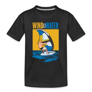 Wind And Water Surfers Surfers Water Sports - Kids' Premium Organic T-Shirt - black - Front