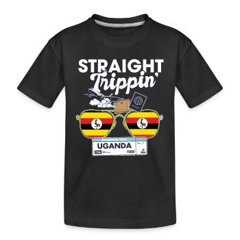 Straight Trippin' Uganda Vacation Tour Travel - Kids' Premium Organic T-Shirt - black - Front
