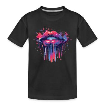 Lips Kiss Mouth Kiss Mouth Red Lips - Kids' Premium Organic T-Shirt - black - Front