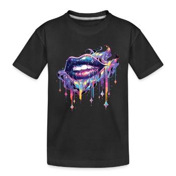 Lips Kiss Mouth Kiss Mouth Red Lips - Kids' Premium Organic T-Shirt - black - Front