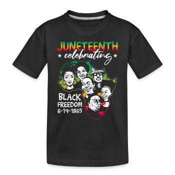 Celebrating Juneteenth - Kids' Premium Organic T-Shirt - black - Front
