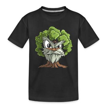 Baum mit Gesicht und Bart - Kinder Premium Bio T-Shirt - Schwarz - Vorne