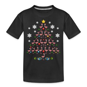Flamingo Tierliebhaber Froher Weihnachtsbaum - Kinder Premium Bio T-Shirt - Schwarz - Vorne