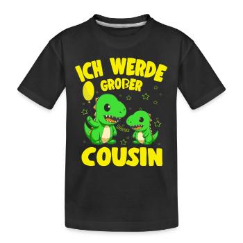 Ich Werde Großer Cousin Dinosaurier bald Cousin - Kinder Premium Bio T-Shirt - Schwarz - Vorne
