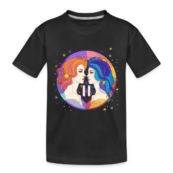 Tierkreiszeichen - Zwei Menschen - Zwillinge - Kinder Premium Bio T-Shirt - Schwarz - Vorne