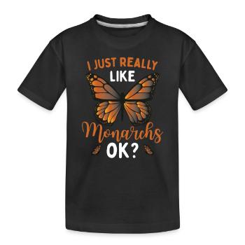 Monarch Girl - Kids' Premium Organic T-Shirt - black - Front