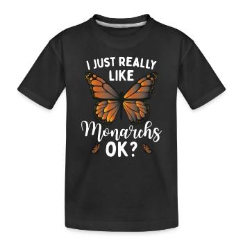 Zitat von Monarch Lover - Kinder Premium Bio T-Shirt - Schwarz - Vorne