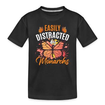 Facilement distrait par les monarques - T-shirt bio Premium Enfant - noir - Devant