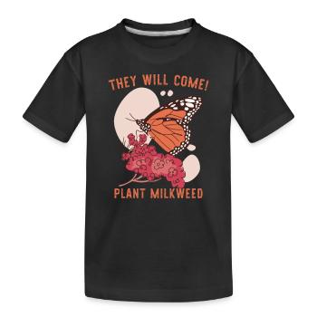 Wolfsmilch Monarch Schmetterling Hemd - Kinder Premium Bio T-Shirt - Schwarz - Vorne