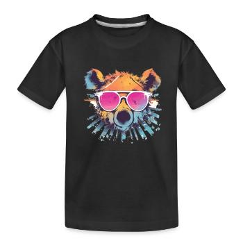 Bär Bär Sonnenbrille Braunbär Waldbewohner - Kinder Premium Bio T-Shirt - Schwarz - Vorne