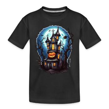 Halloween haunted house - Kids' Premium Organic T-Shirt - black - Front