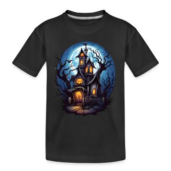 Halloween haunted house - Kids' Premium Organic T-Shirt - black - Front