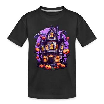 Bande dessinée Halloween Maison hantée - T-shirt bio Premium Enfant - noir - Devant