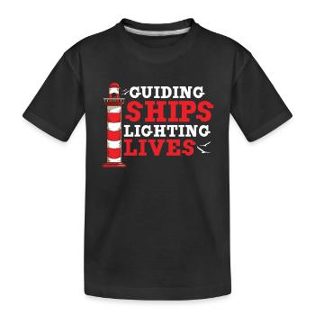 Lighthouse Sea Nautical Signal Tower Tour - Kids' Premium Organic T-Shirt - black - Front
