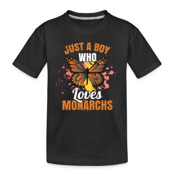 Nur ein Junge, der Monarchen liebt - Kinder Premium Bio T-Shirt - Schwarz - Vorne