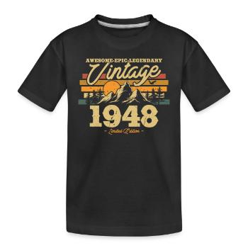 Vintage 1948 Gift - 75/76 Years - Kids' Premium Organic T-Shirt - black - Front